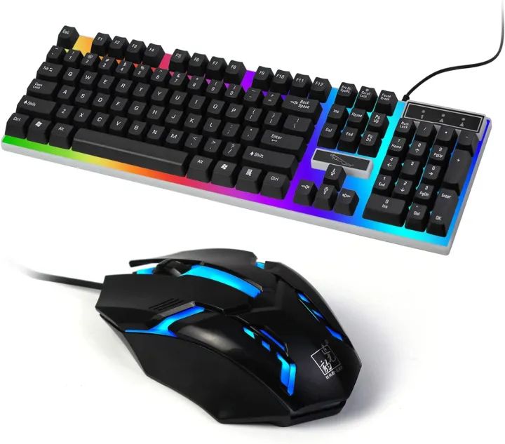 Computer Gaming Keyboard and Mouse Combo LED Lights Wired USB Working Keyboard Mouse Set